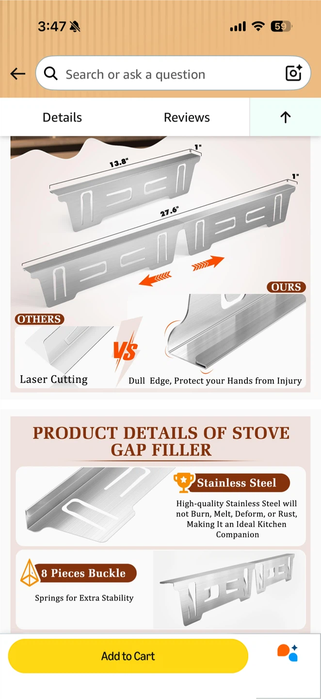 BSTTEK Stove Gap Covers - Stainless Steel - photo 3