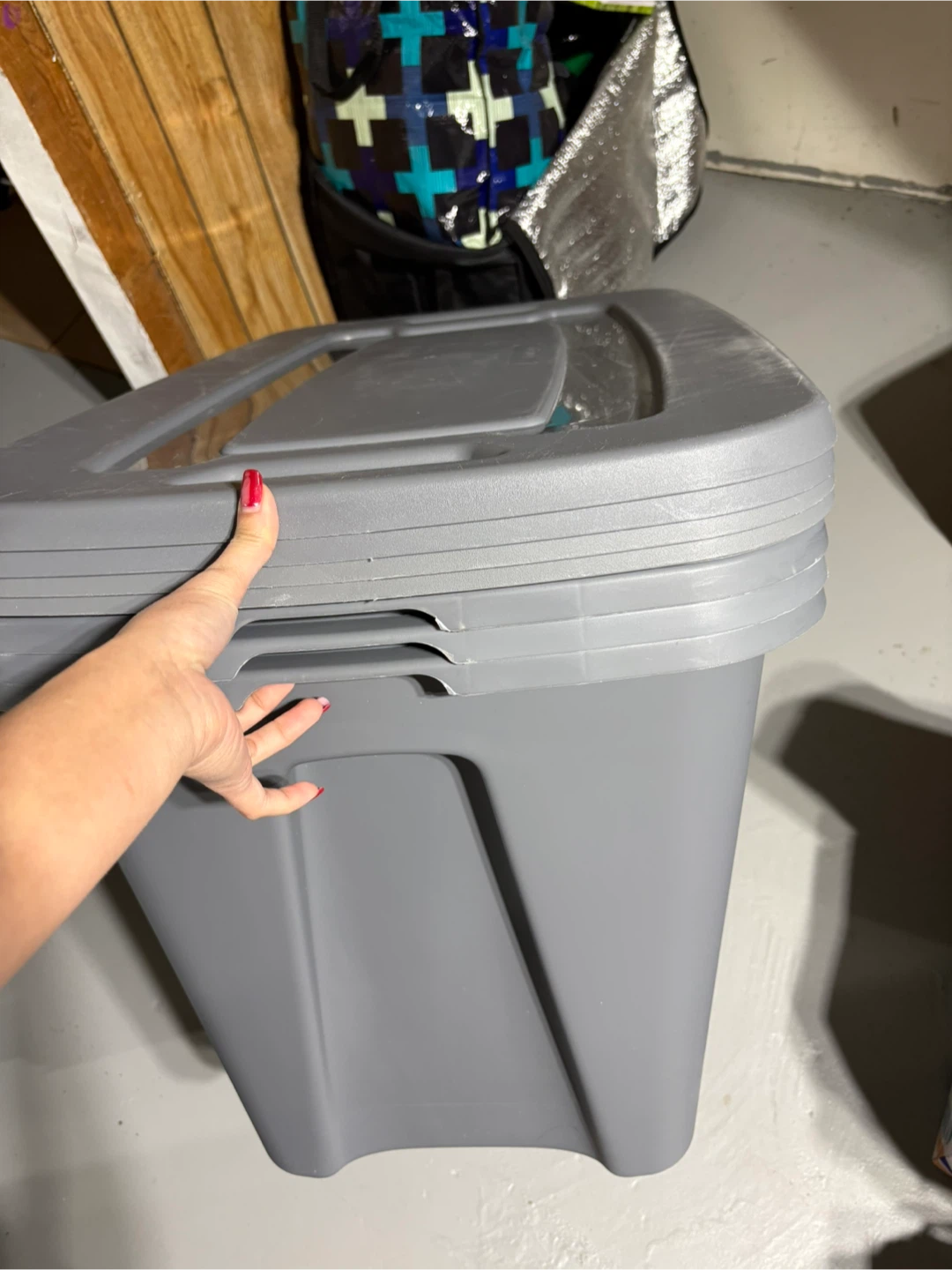 2pc Grey Plastic Storage Bin with Lid - photo 3