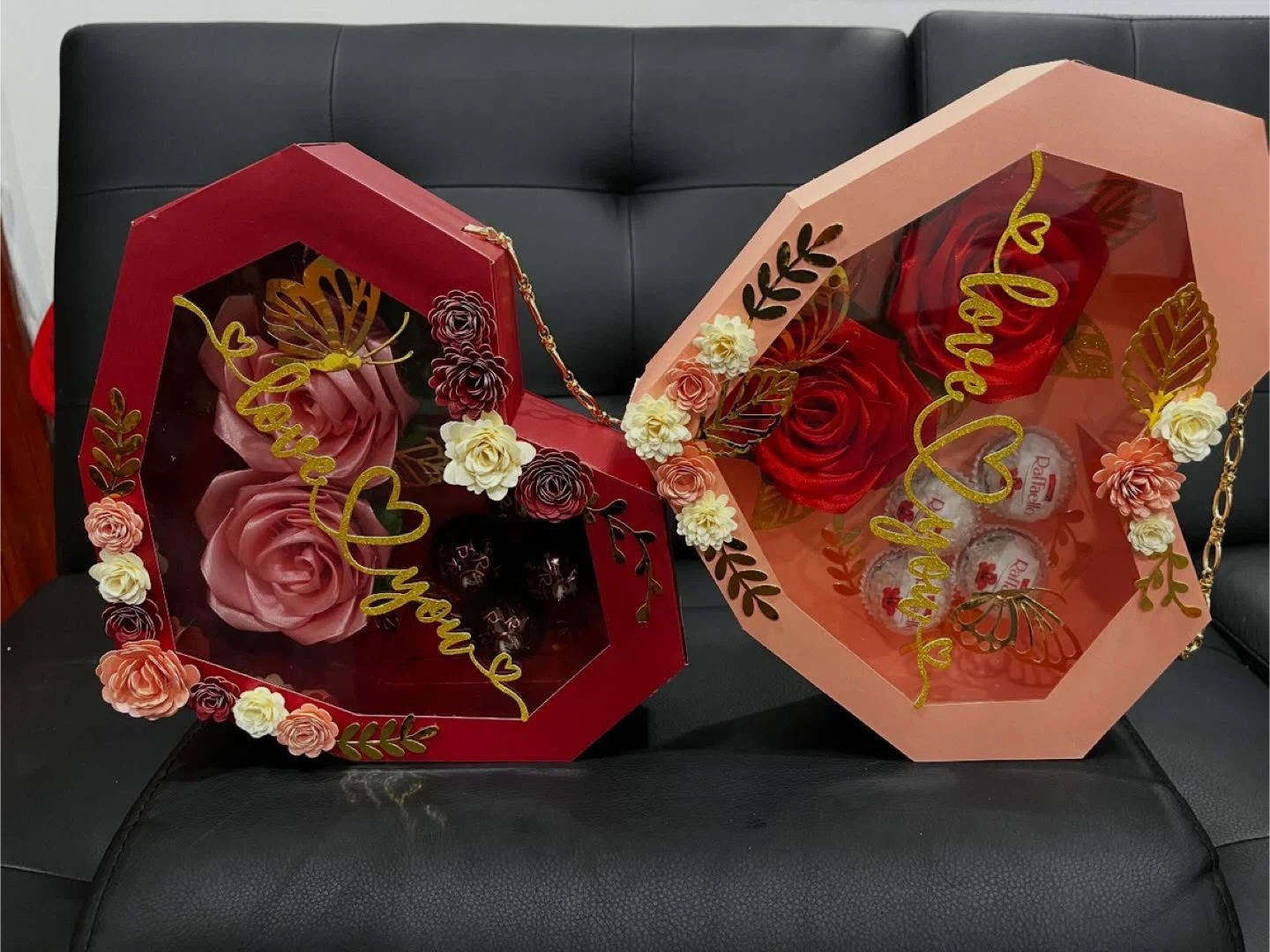 Heart-Shaped Gift Box with Faux Roses and Chocolates - photo 3