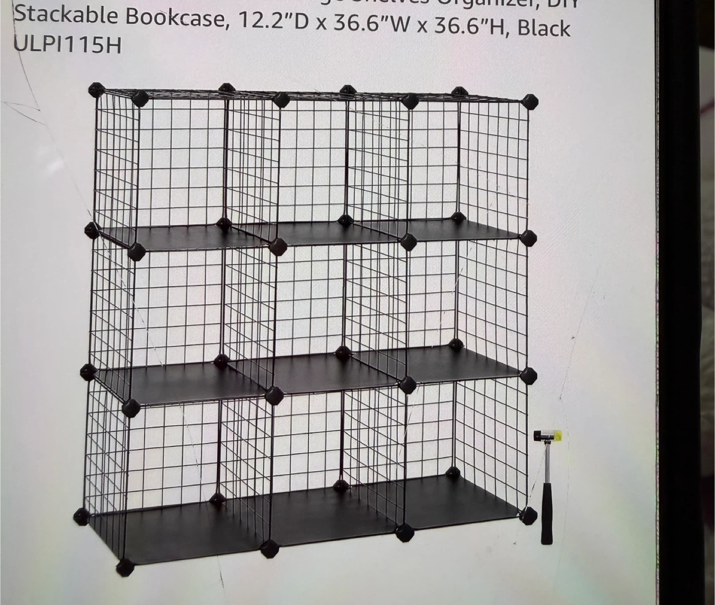 Black Stackable Wire Cube Bookcase