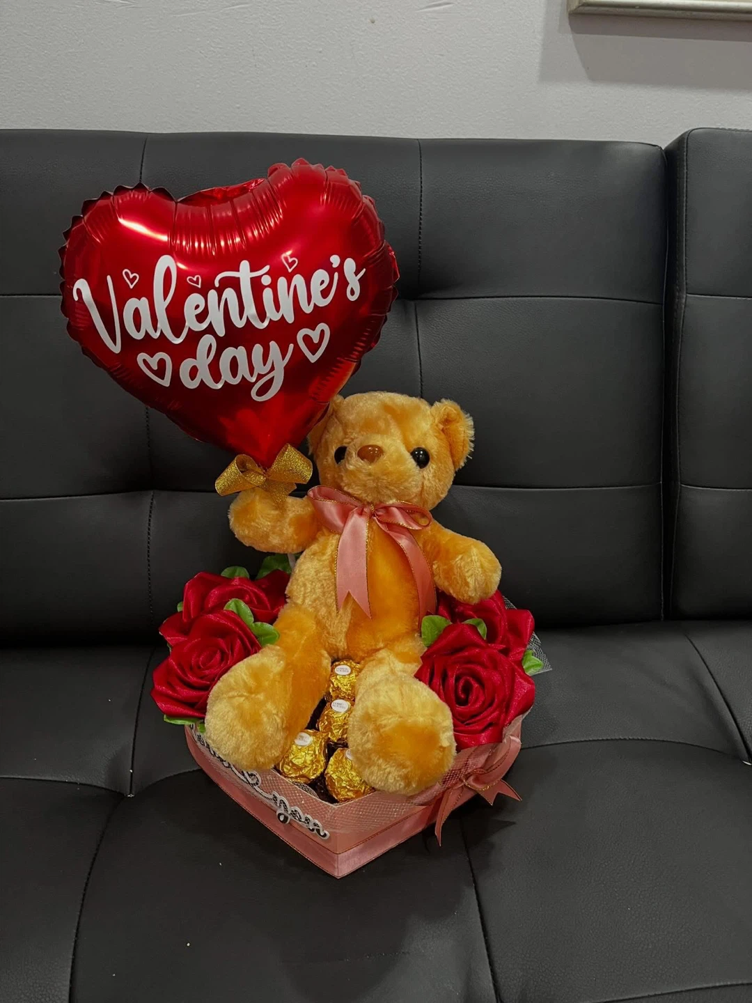 Valentine's Day Teddy Bear, Balloon, and Chocolate Gift Set - photo 2