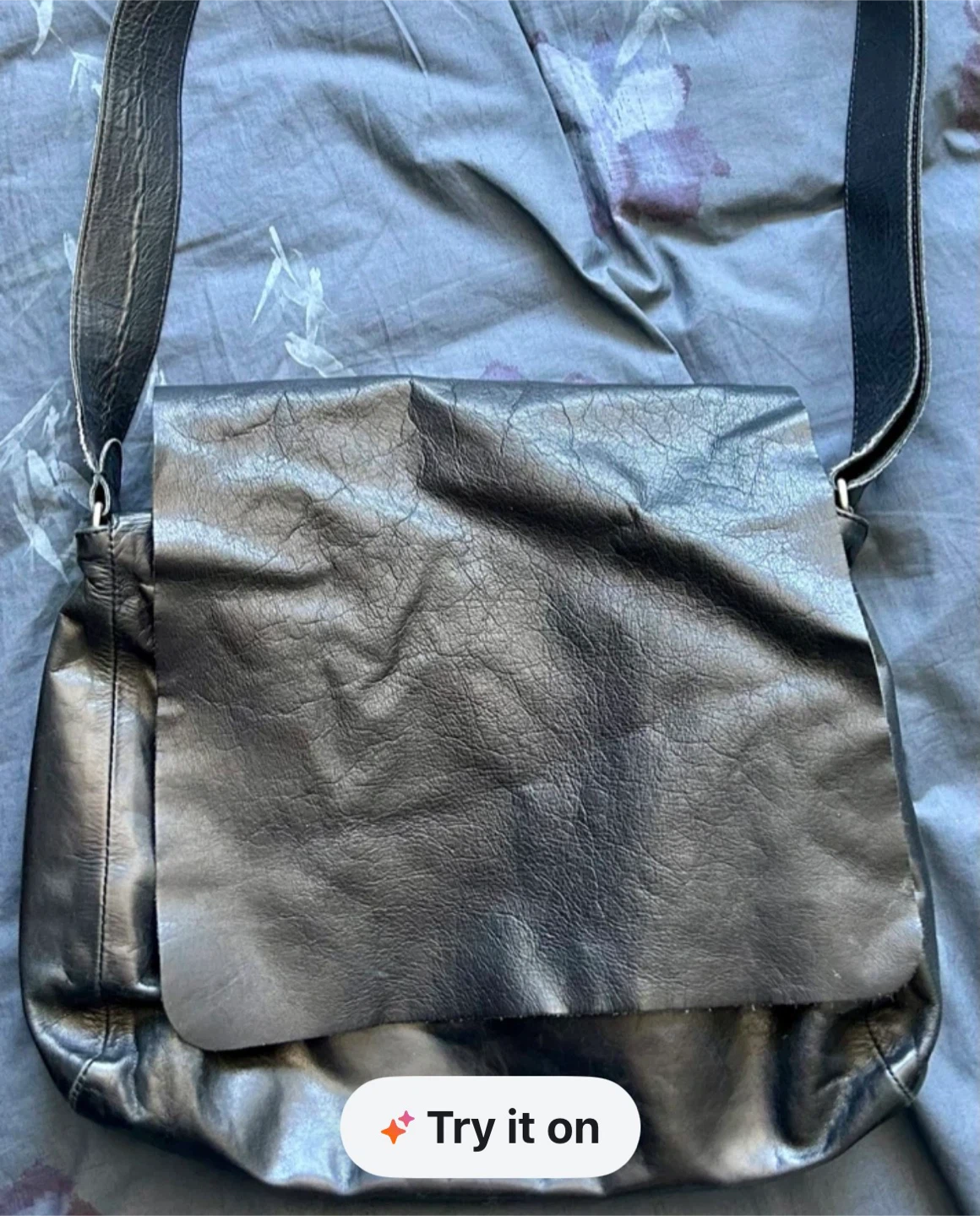 🏆MO851 Black Leather Messenger Bag