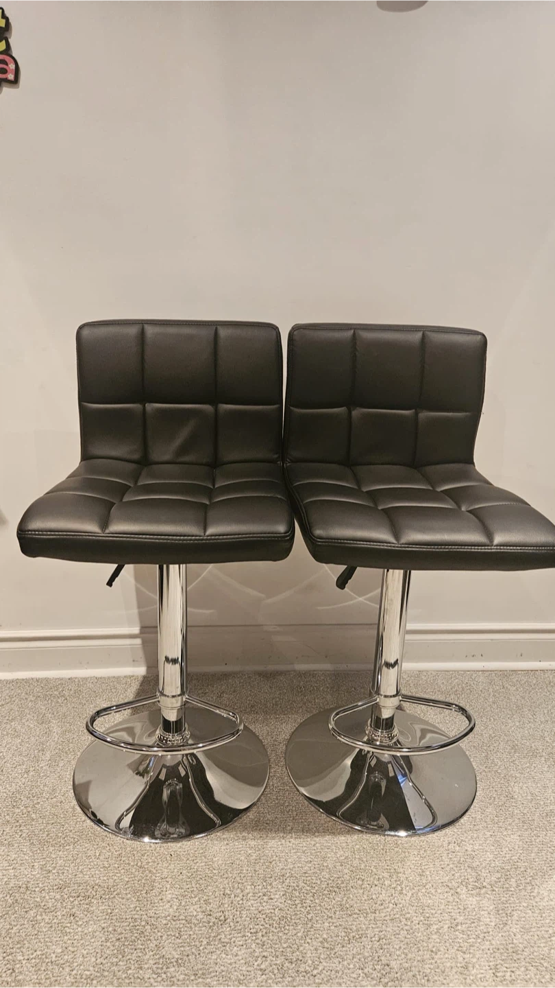 Set of 2 Black Adjustable Bar Stools - photo 3