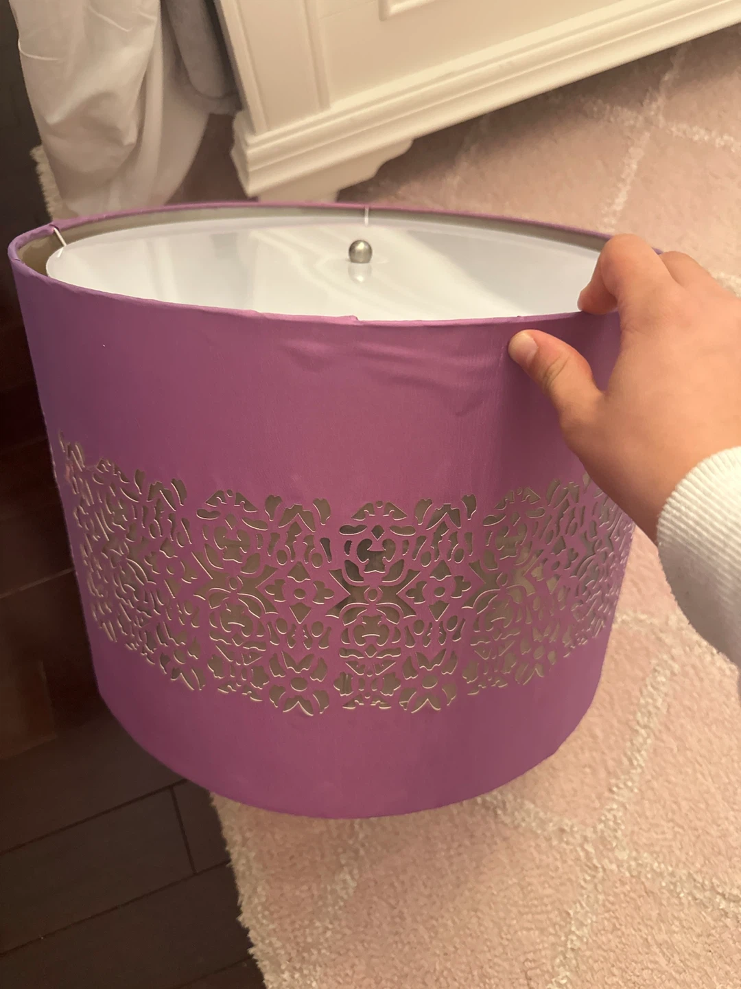 Purple Drum Lamp with Cutout Design
