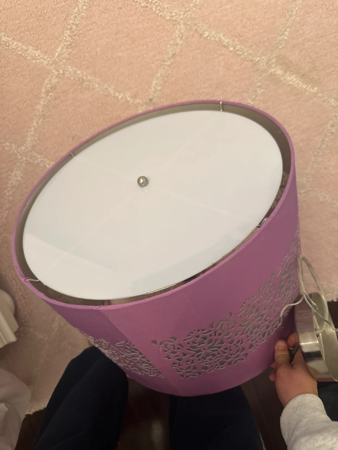 Purple Drum Lamp with Cutout Design - photo 3