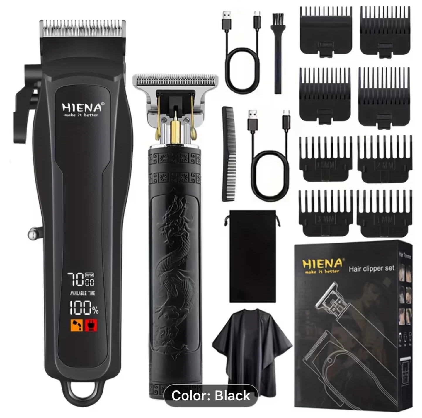 Haina POR 2pcs Men's Hair Clipper and Beard Trimmer Set