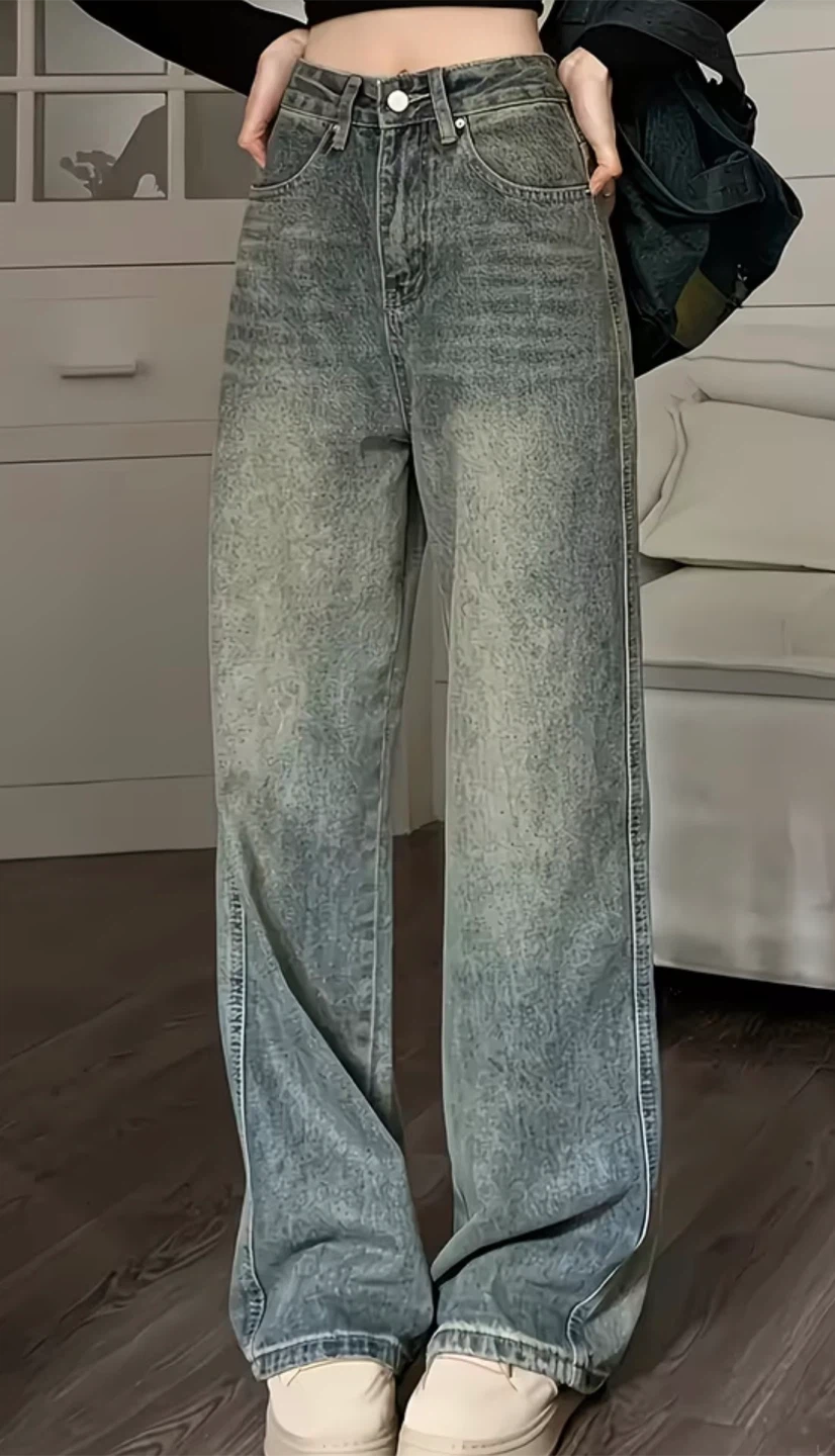 Kids L High Waisted Wide Leg Jeans
