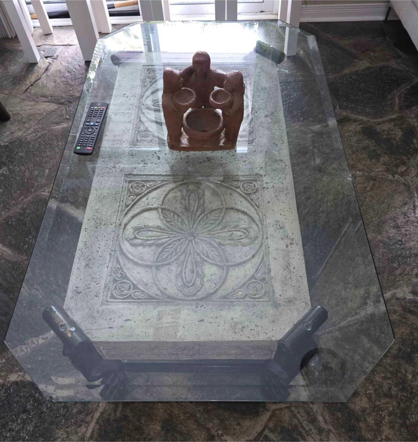 Glass Top Coffee Table with Stone Insert - photo 2