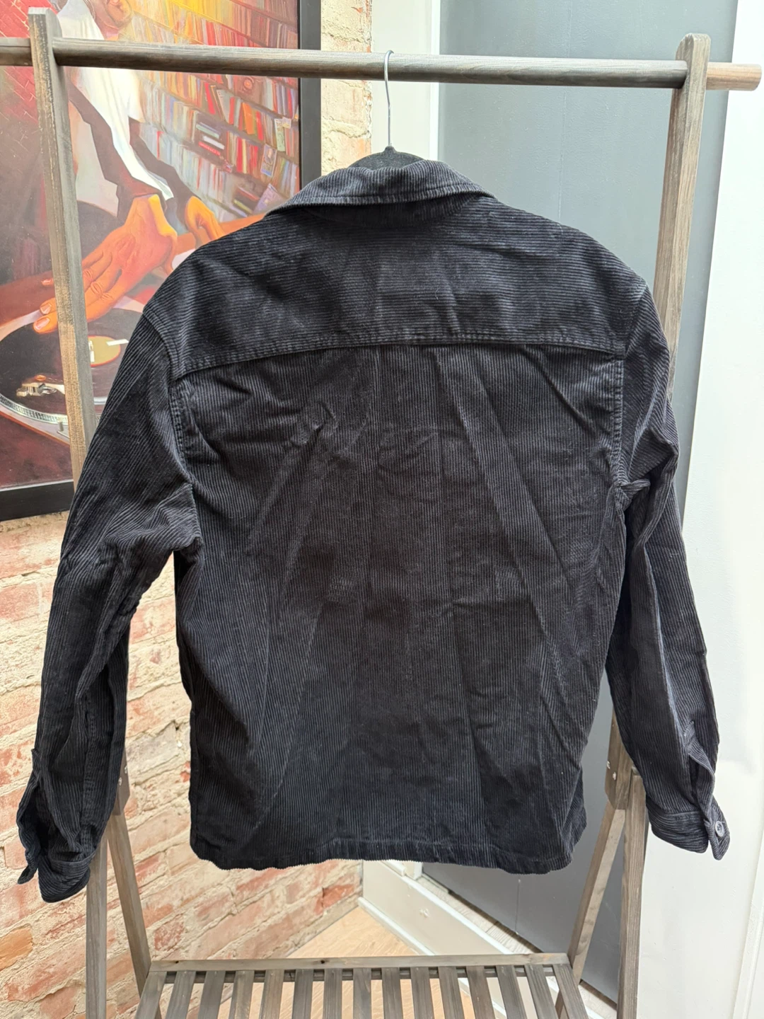 H&M Black Corduroy Zip-Up Jacket - Size Medium - photo 3