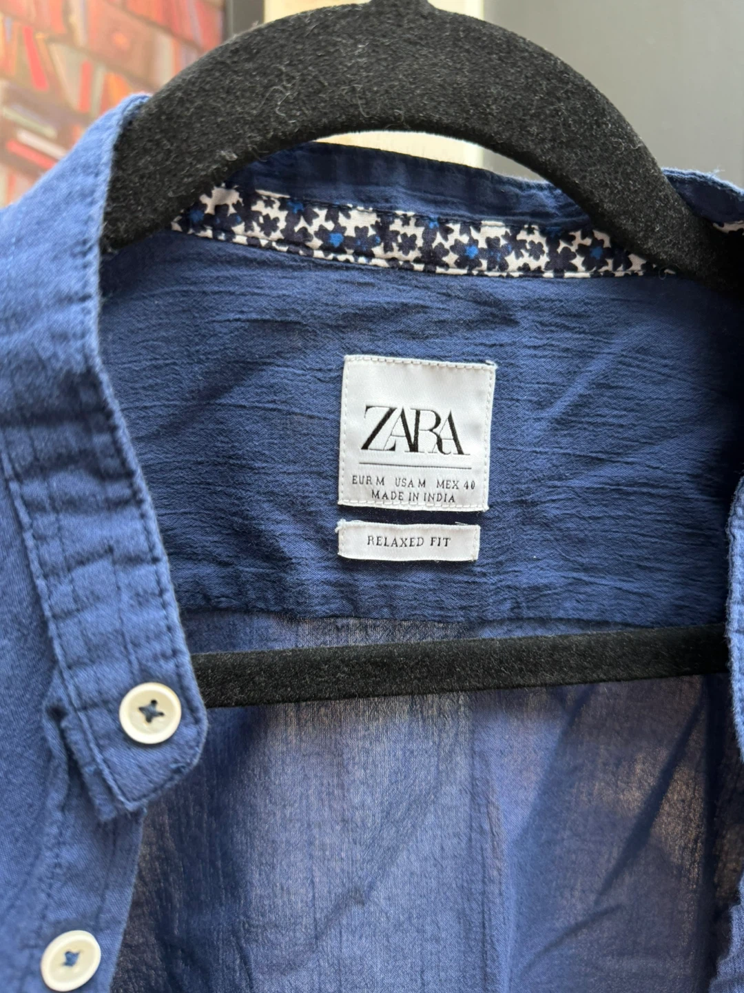 Zara Relaxed Fit Blue Button-Up Shirt - Size Medium - photo 2
