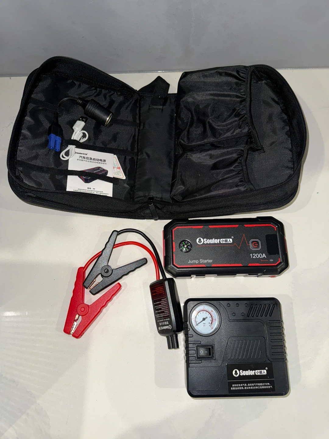 Soulier Jump Starter and Air Compressor Combo 1200A
