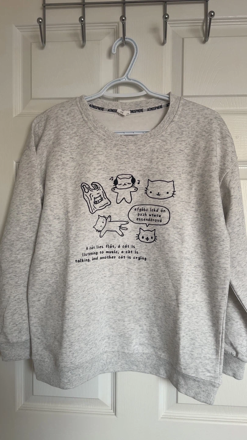 Funny "A Cat Lies Flat" Cat Graphic Sweatshirt - photo 2