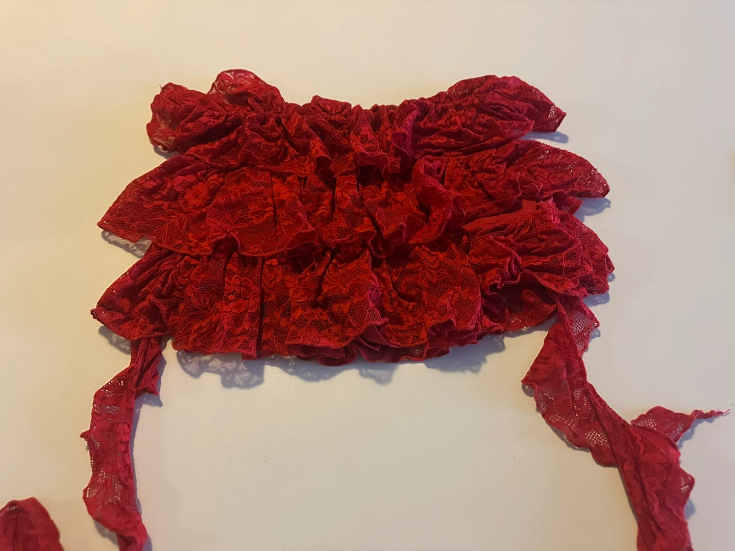 Chic Salsa Red Lace Skort (Skirt underneath shorts) with Ties