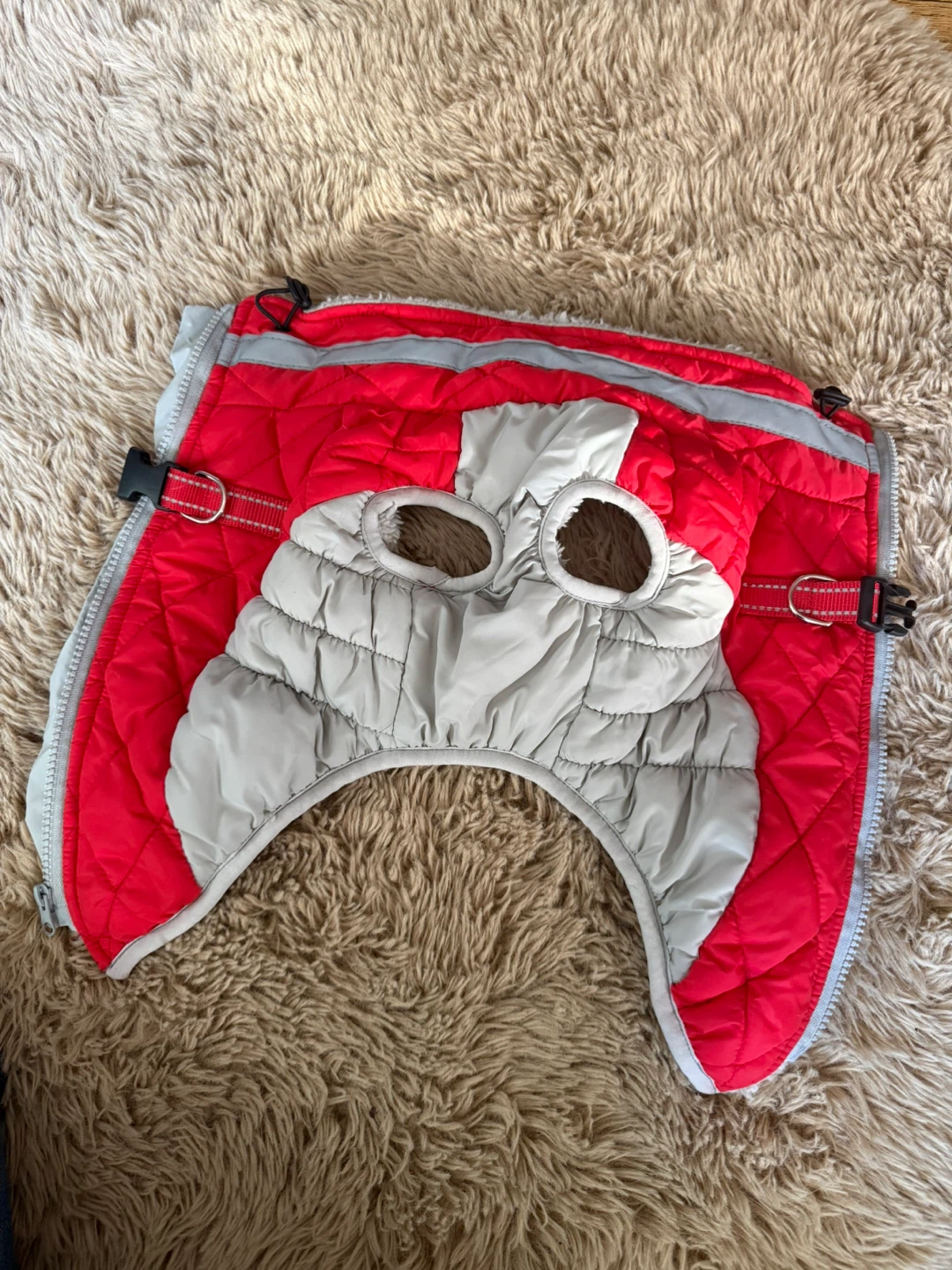 Red and Grey Puffer Dog Vest
