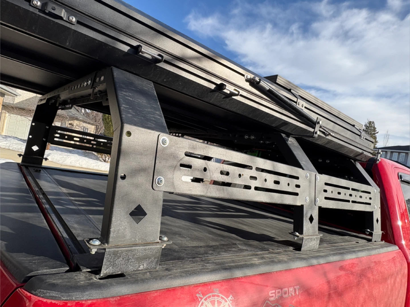 Black Truck Bed Rack System with Tent Mount