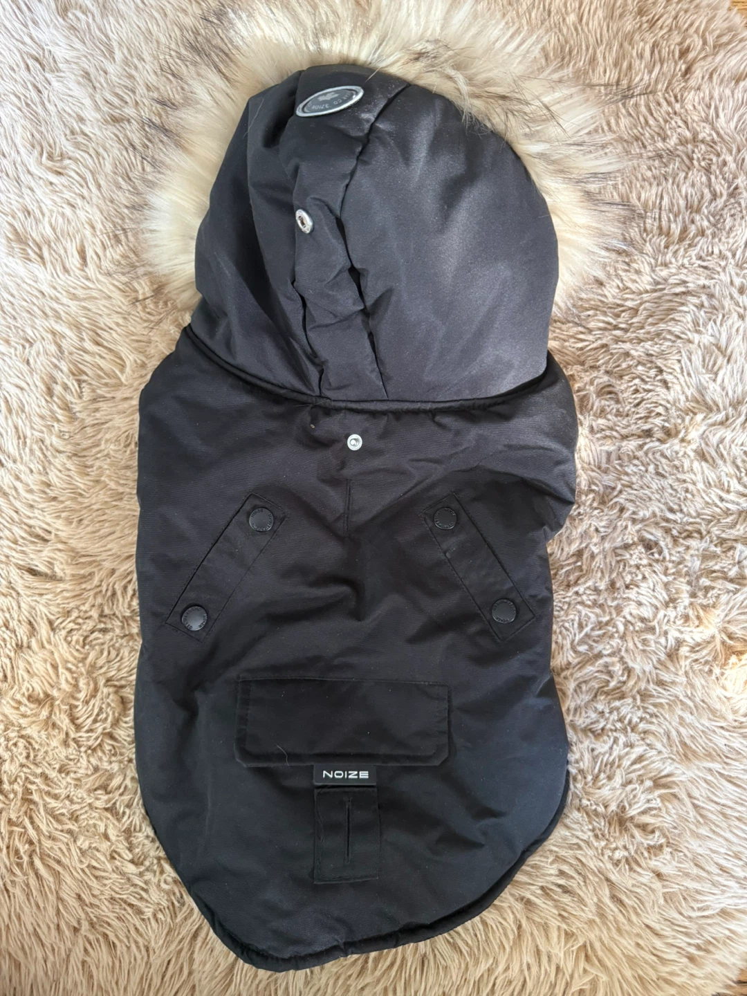 NOIZE Black Dog Parka with Faux Fur Hood
