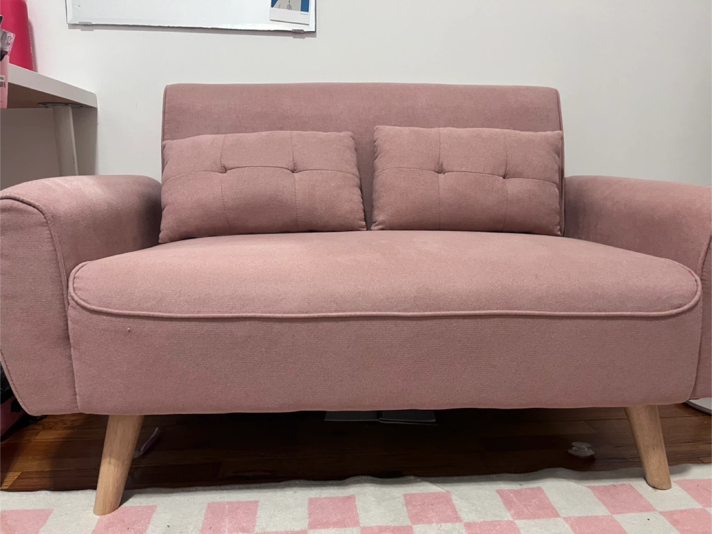 Pink Loveseat Sofa(47”) with 2 Pillows - photo 3