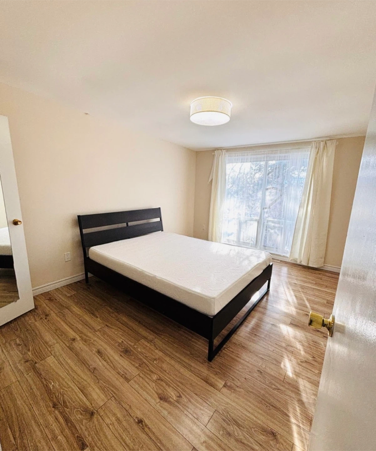 Dark Wood Bed Frame with Mattress