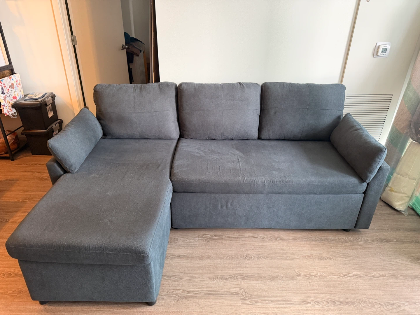 Grey Sectional Sofa Bed with Storage - photo 3