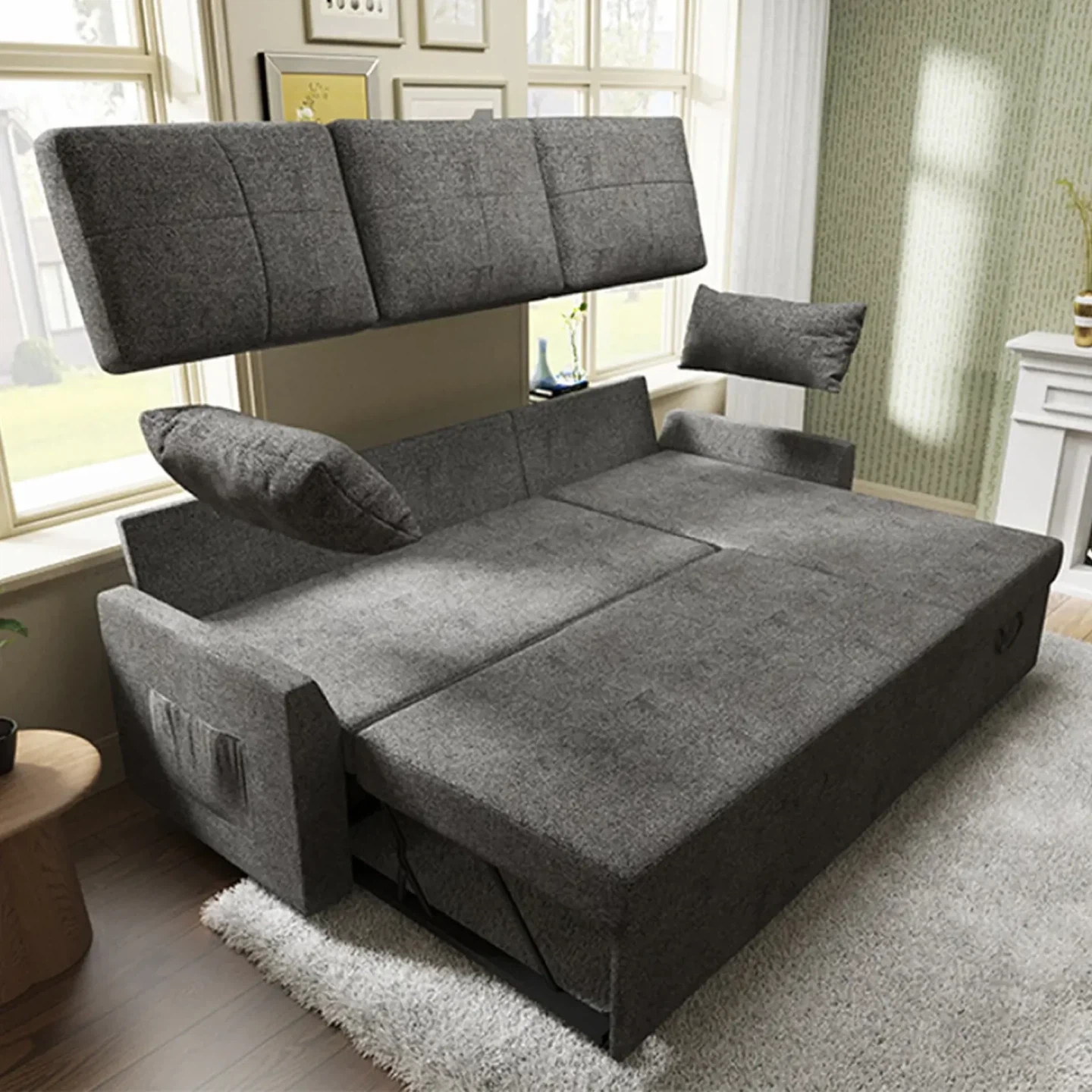 Grey Sectional Sofa Bed with Storage - photo 5