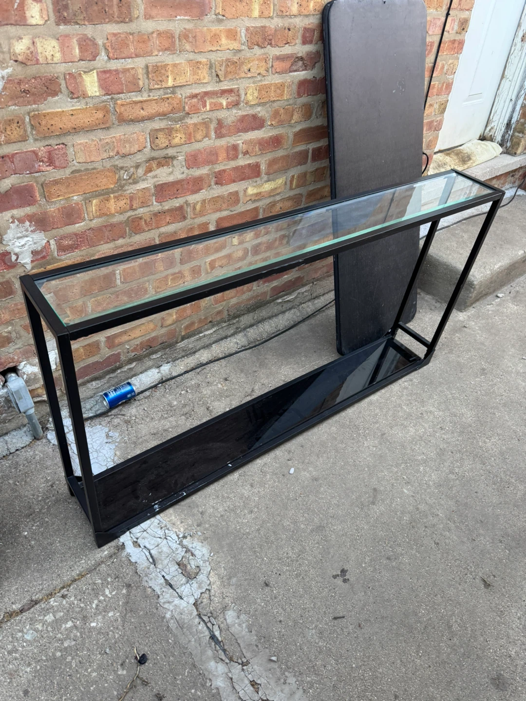 Black Metal and Glass Console Table