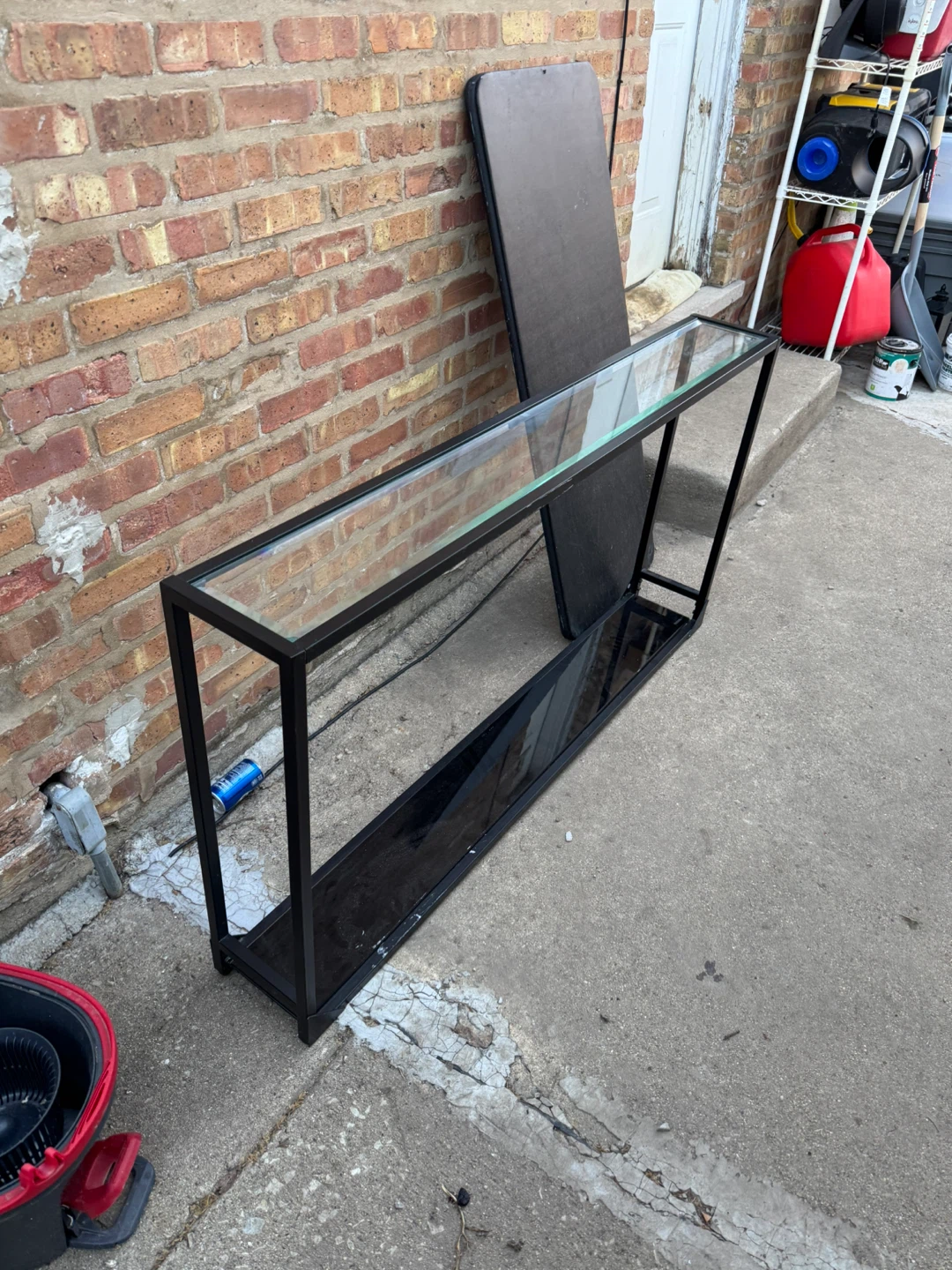 Black Metal and Glass Console Table - photo 2