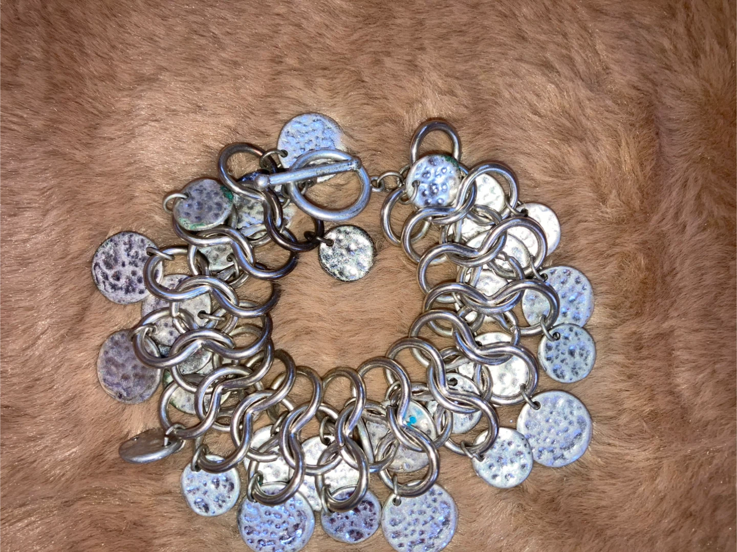 Hammered Coin Charm Bracelet