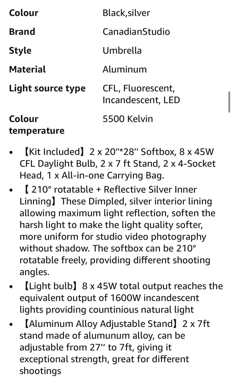 Canadian Studio 1600 Watt Softbox Light Kit - photo 3