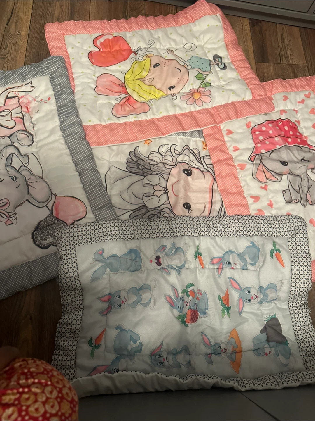 Set of 5Baby Quilts with Elephants and Bunnies - photo 2