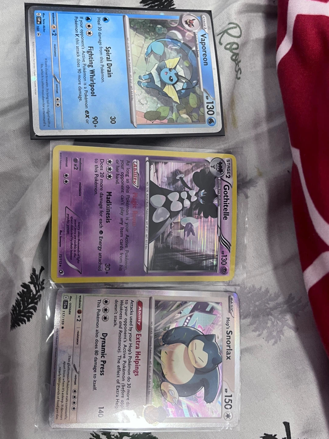 Pokemon Trading Cards - Vaporeon, Gothitelle, Snorlax