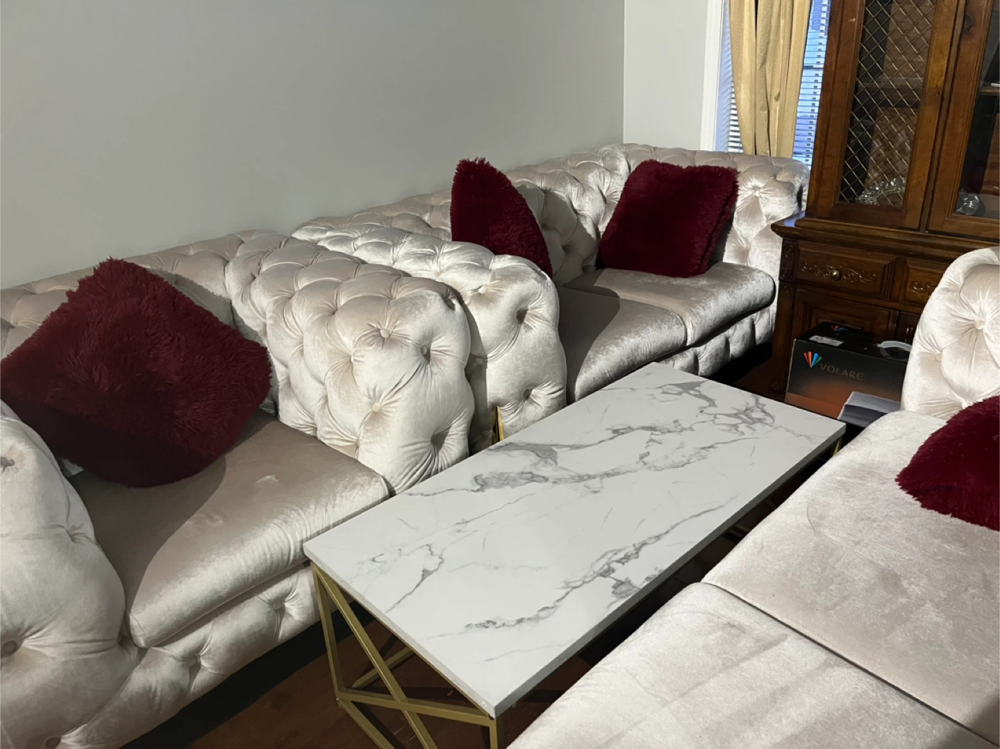 Velvet Tufted Sofa with Gold Legs - photo 3