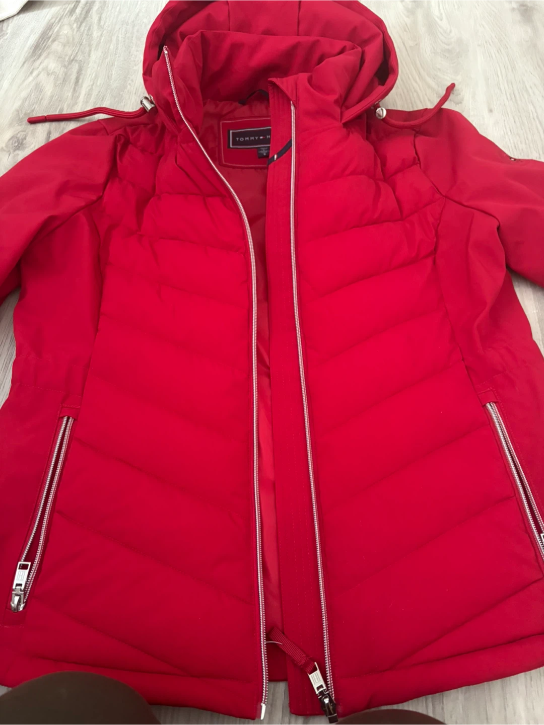 Tommy Hilfiger Red Hooded Puffer Jacket - Size G - photo 5