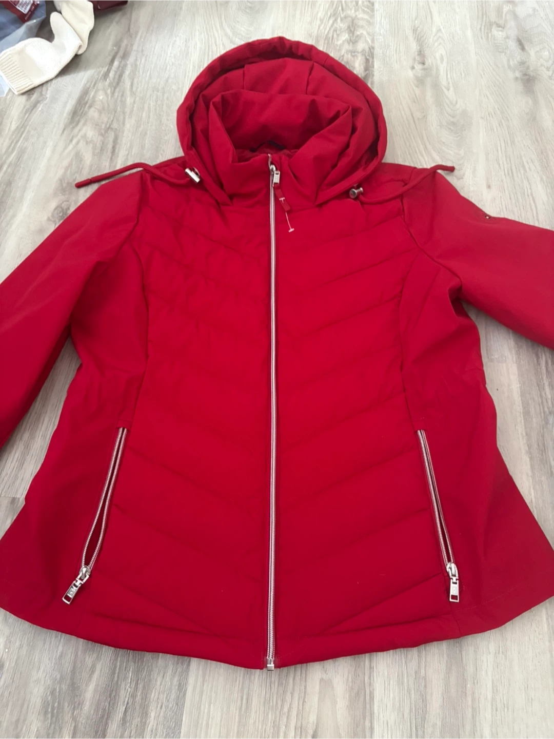 Tommy Hilfiger Red Hooded Puffer Jacket - Size G