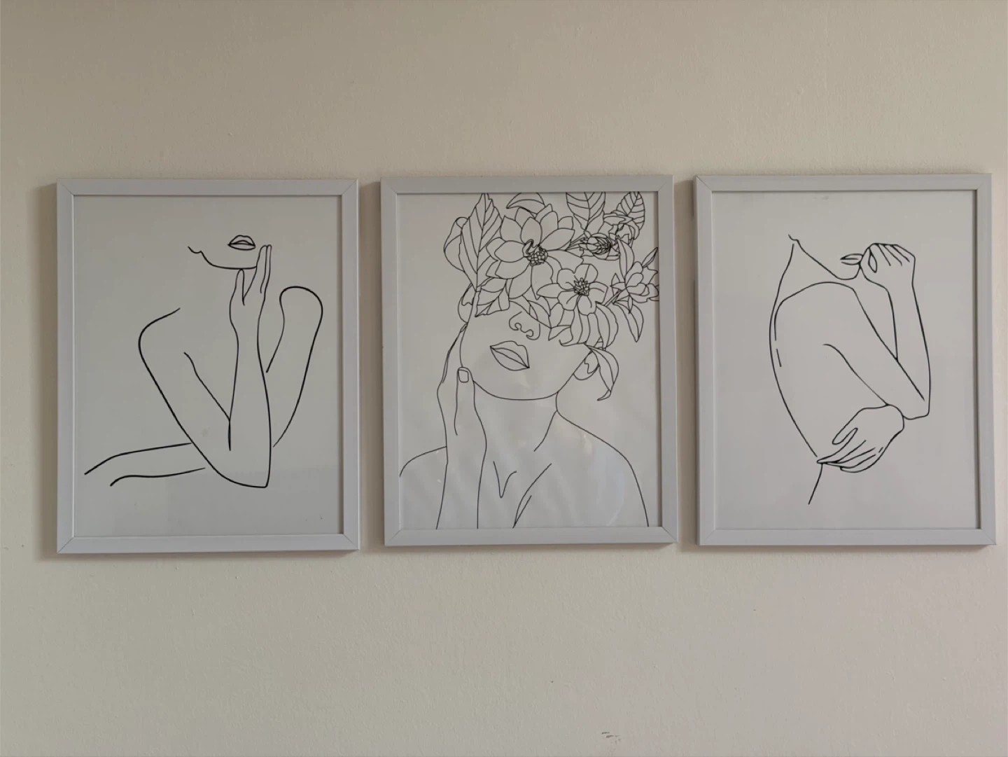 3 Aesthetic Black & White Girl Prints - Framed