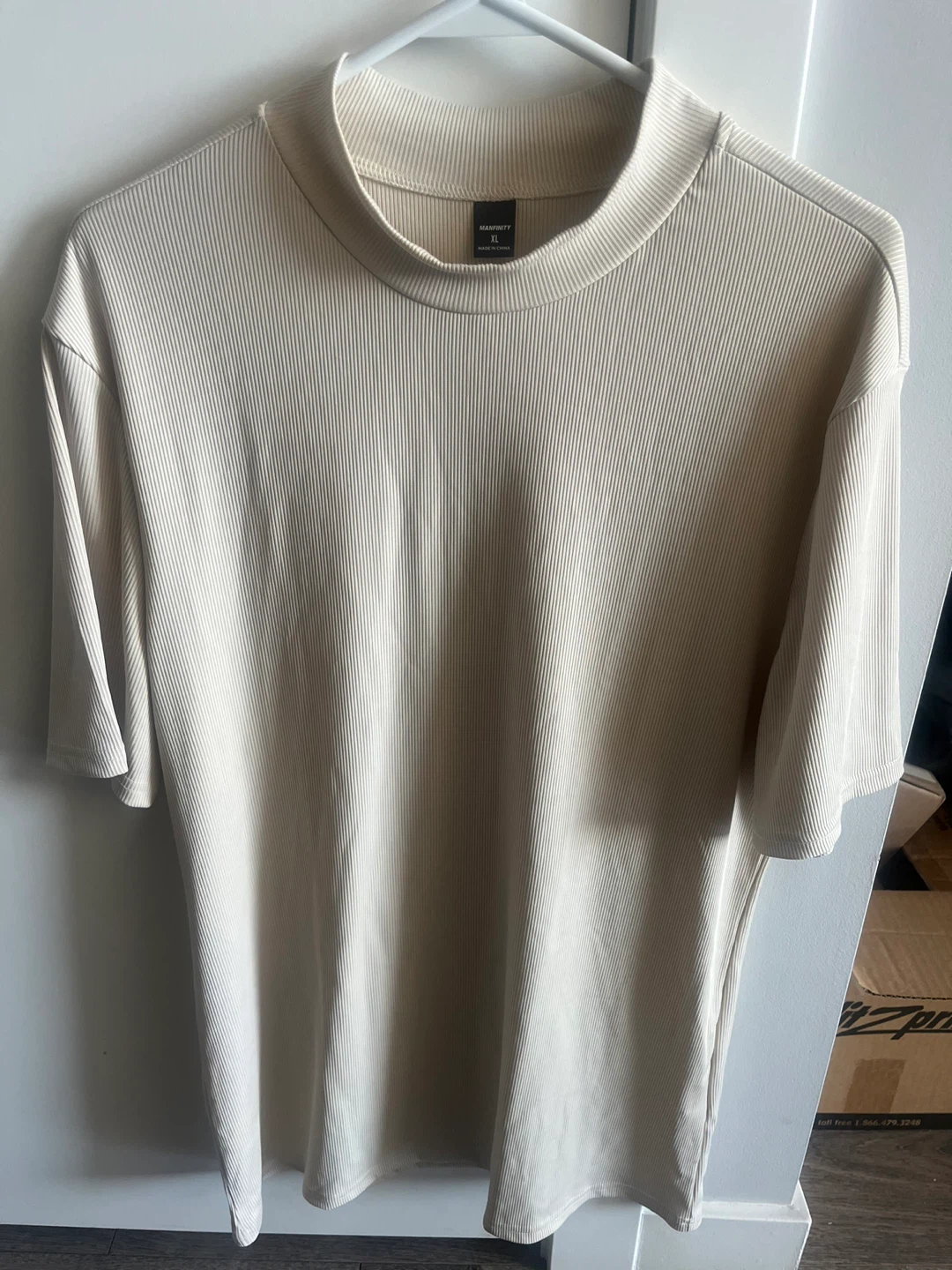 Manfinity Ribbed Mock Neck T-Shirt XL