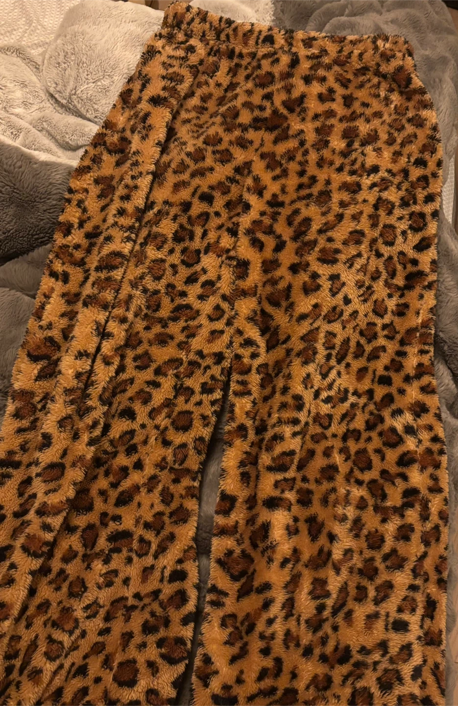 Shein Leopard Print Plush Lounge Pants - Size L