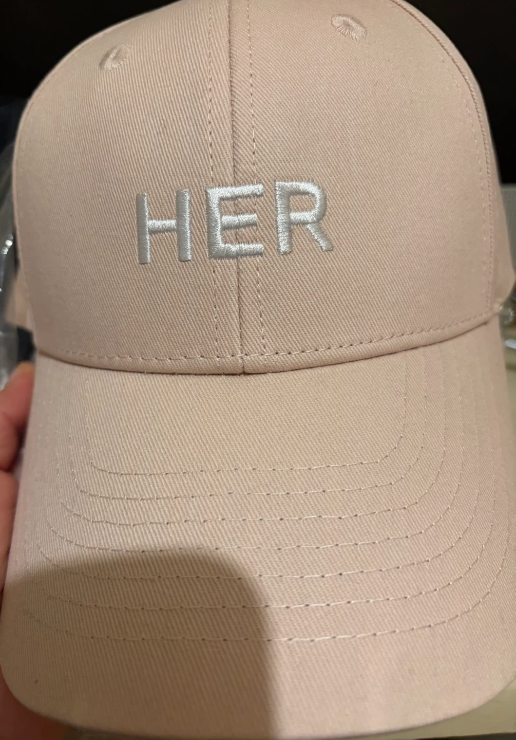 Burberry "HER" Embroidered Baseball Cap - Beige