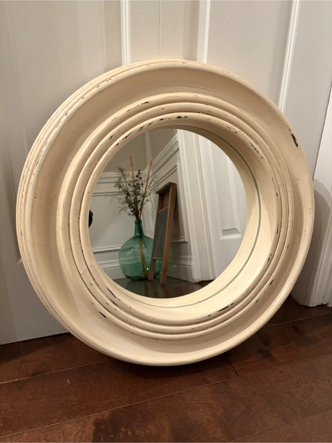 Pier 1 Cream Distressed Round Wall Mirror - photo 2