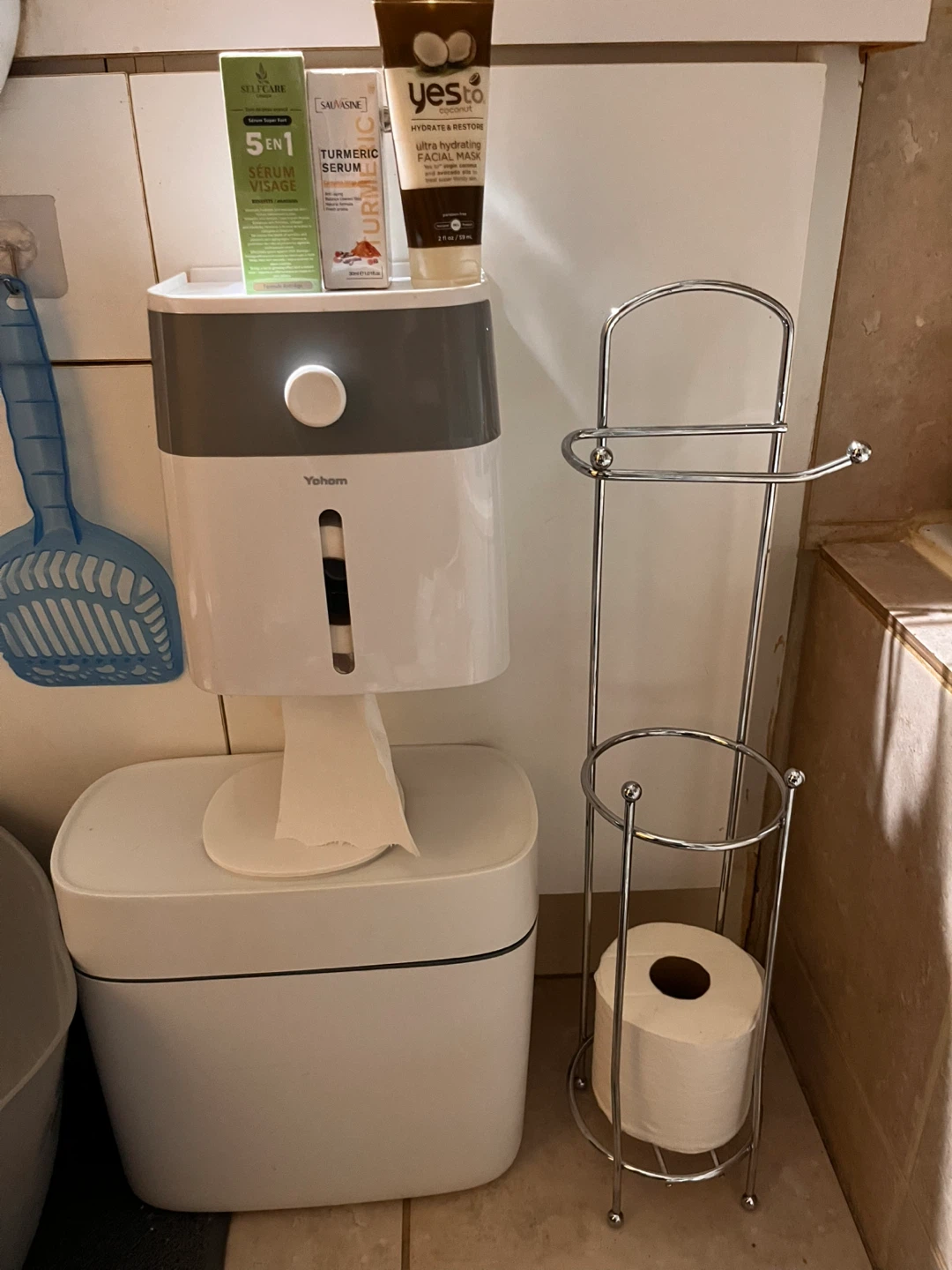 Chrome Toilet Paper Holder Stand with Storage