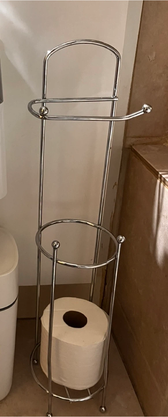 Chrome Toilet Paper Holder Stand with Storage - photo 2