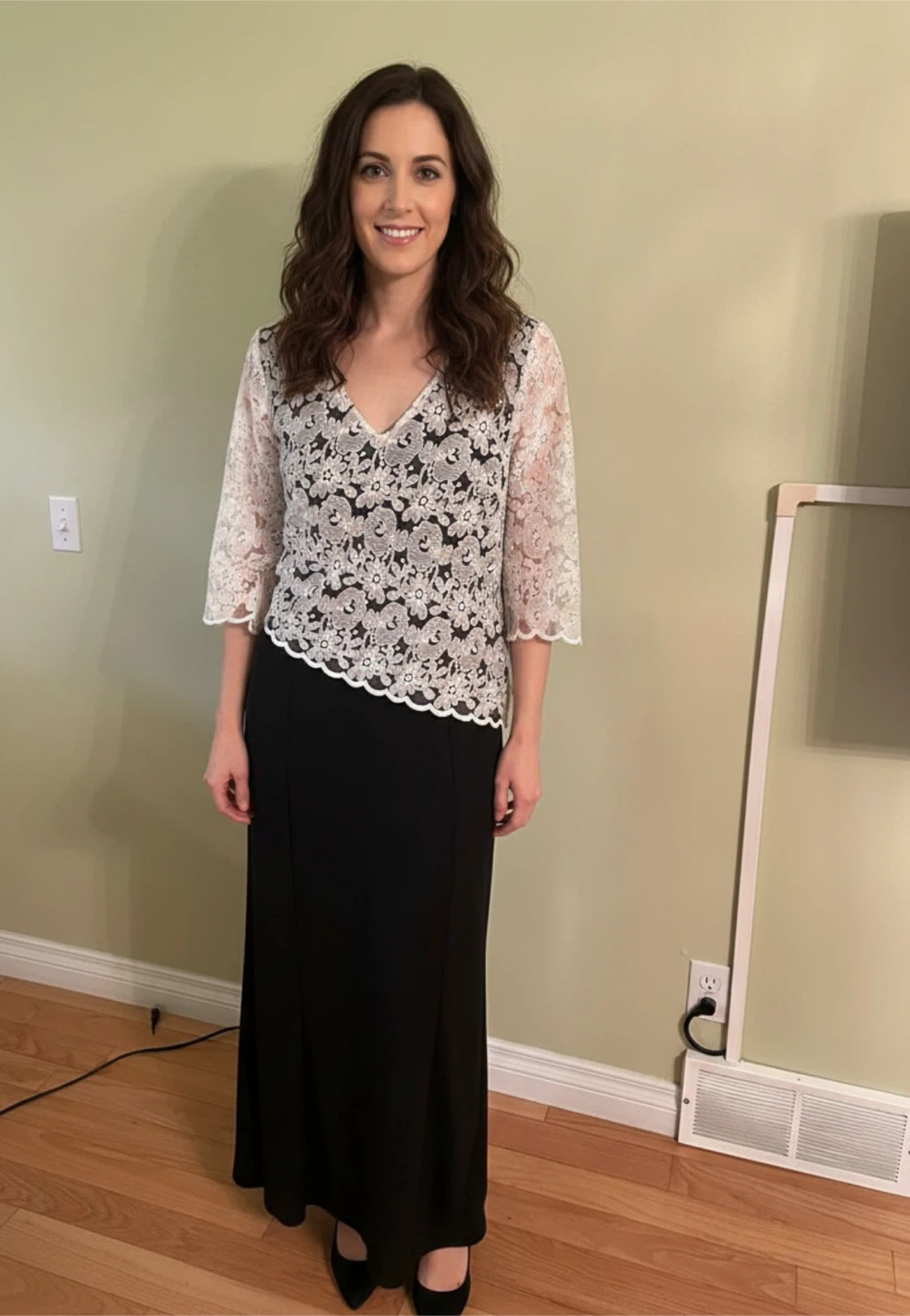 White Lace Overlay Maxi Dress
