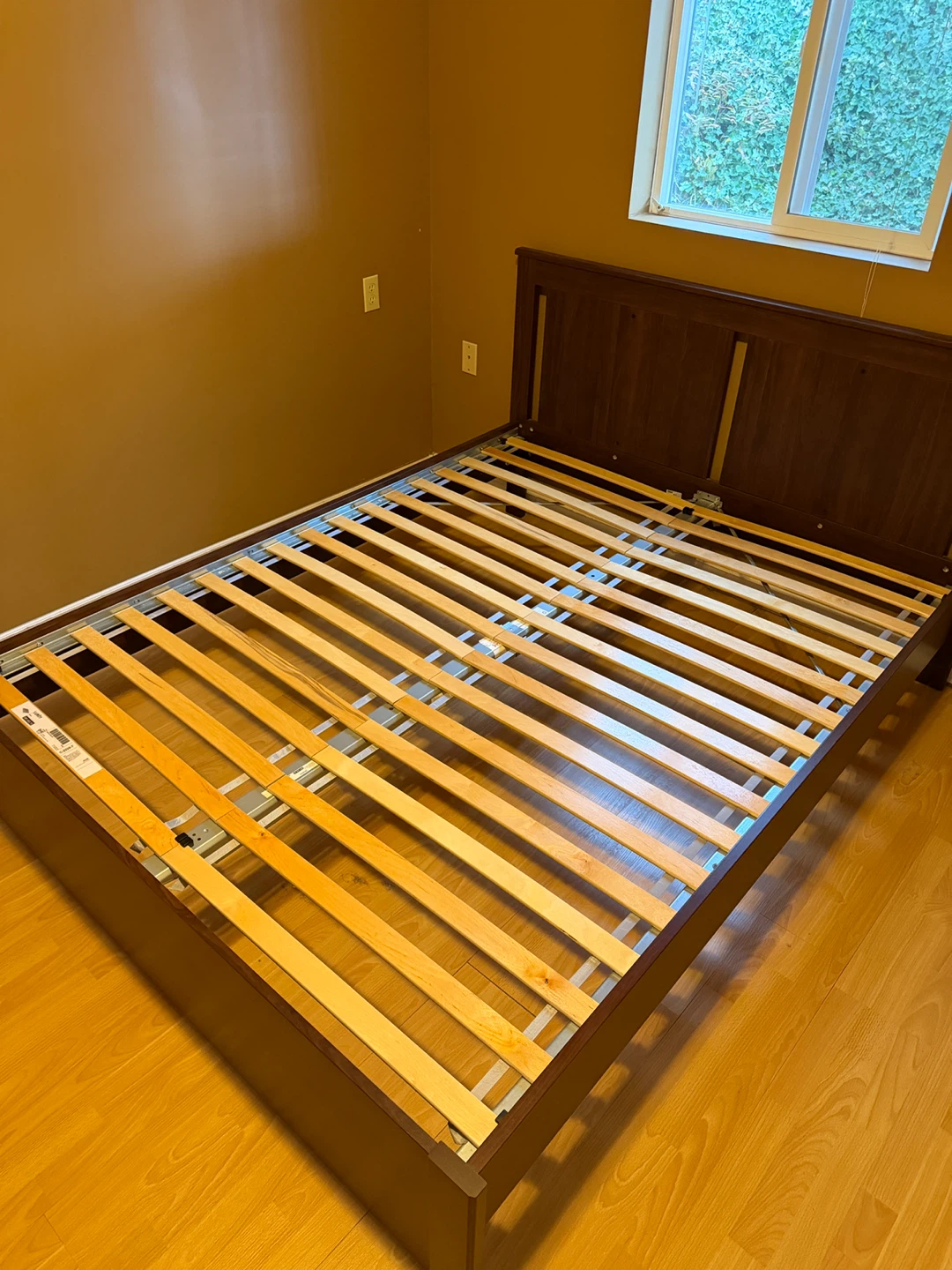 Dark Wood Queen Bed Frame with Slatted Base - photo 3