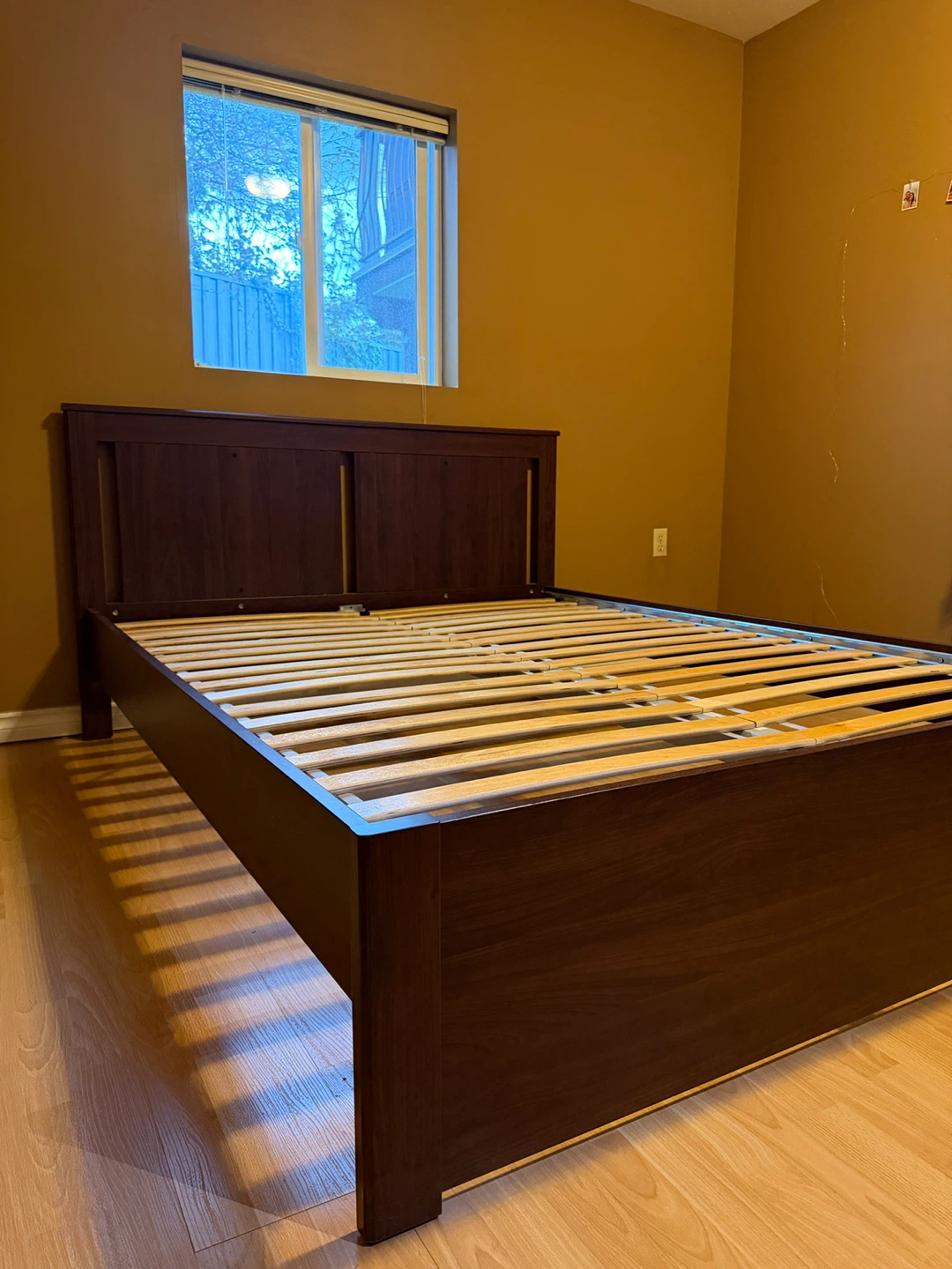 Dark Wood Queen Bed Frame with Slatted Base - photo 2
