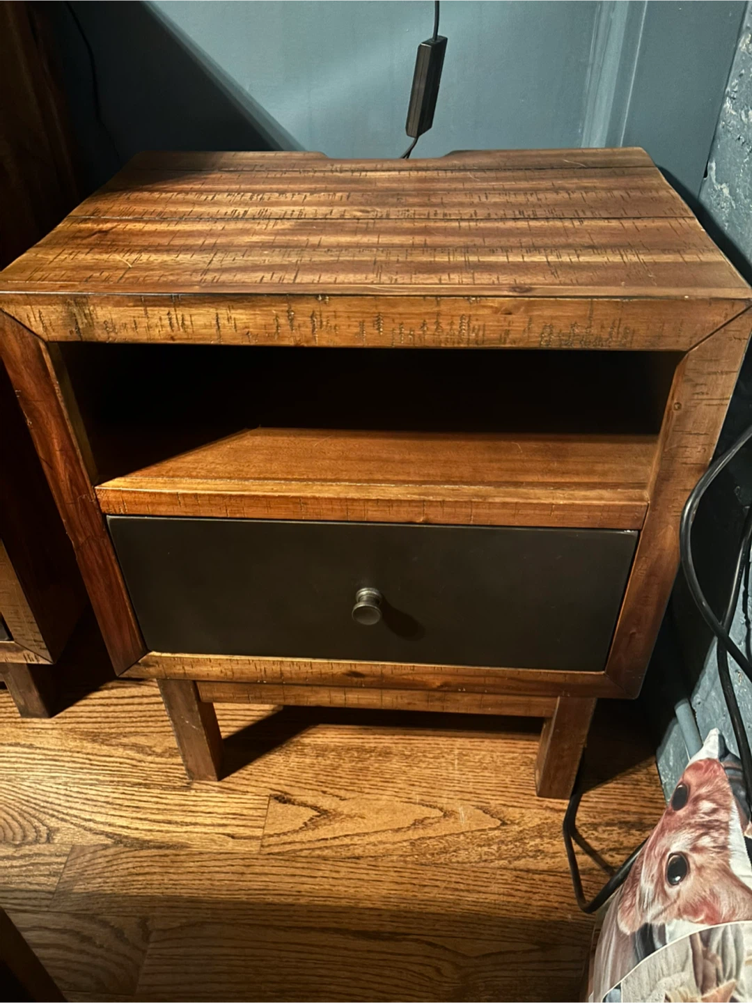 Wooden Nightstand with Drawer and Shelf
