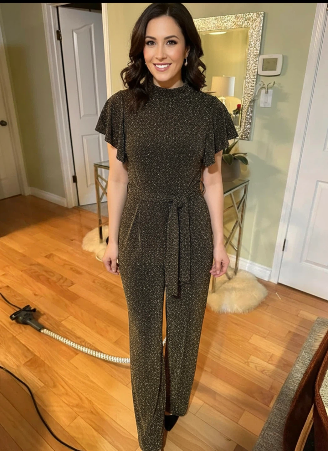 Women's Sparkly Black and Gold Jumpsuit