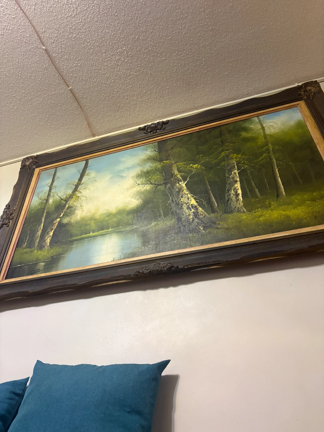 Vintage Landscape Painting of a Forest and River - photo 3