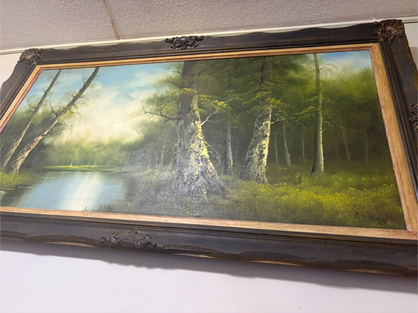 Vintage Landscape Painting of a Forest and River - photo 2