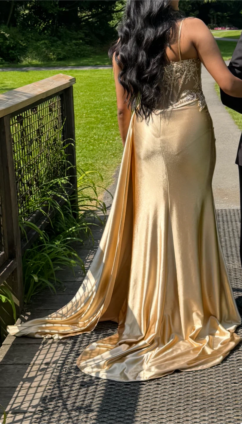 Gold Beaded Corset Prom Dress - photo 2