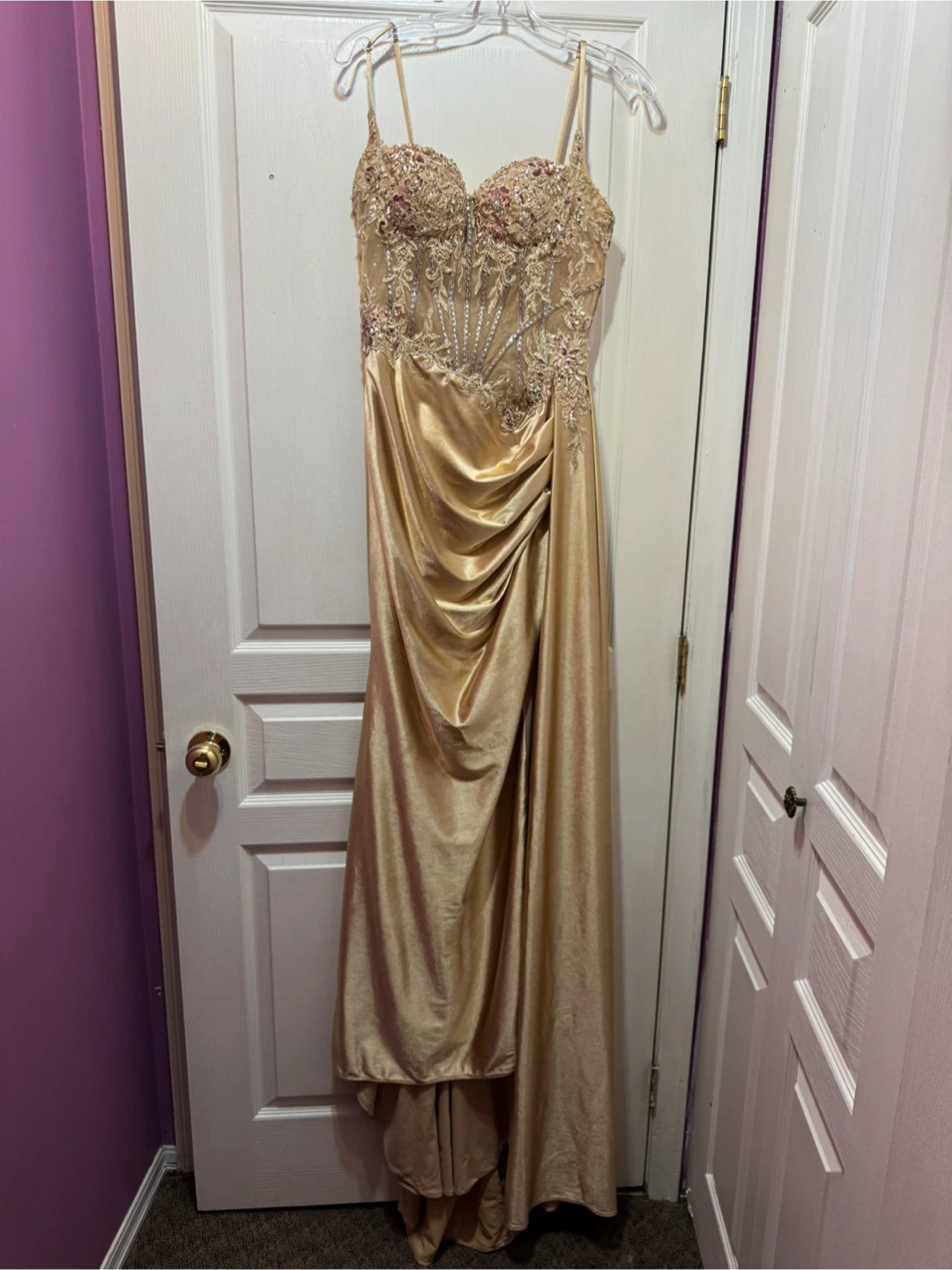 Gold Beaded Corset Prom Dress - photo 5