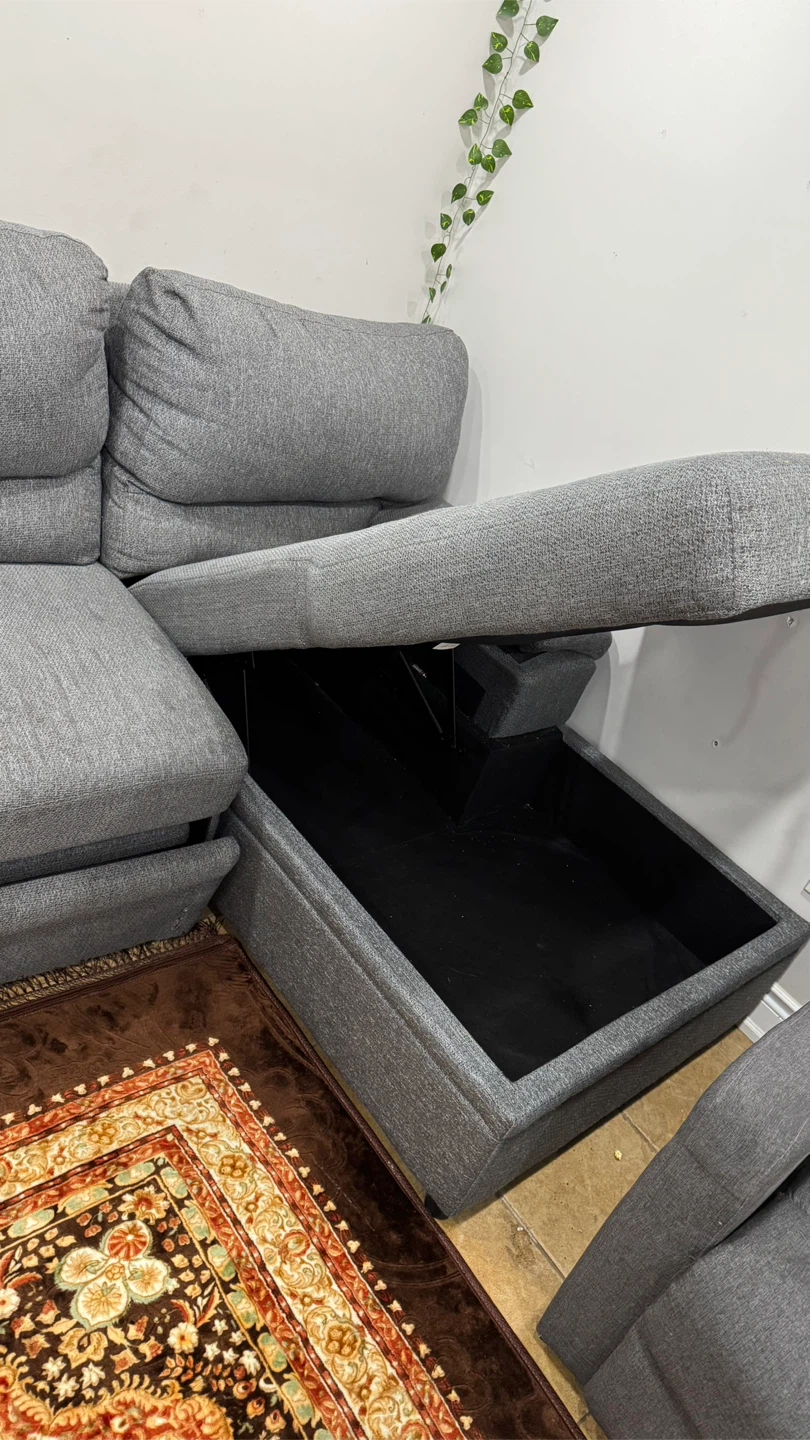 Grey Sectional Sofa with Storage - photo 3